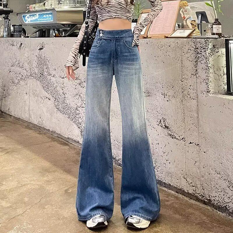 

Женские джинсы с высокой посадкой, с градиентной стиркой - Свободный крой, Коллекция весна/осень 3XL синий