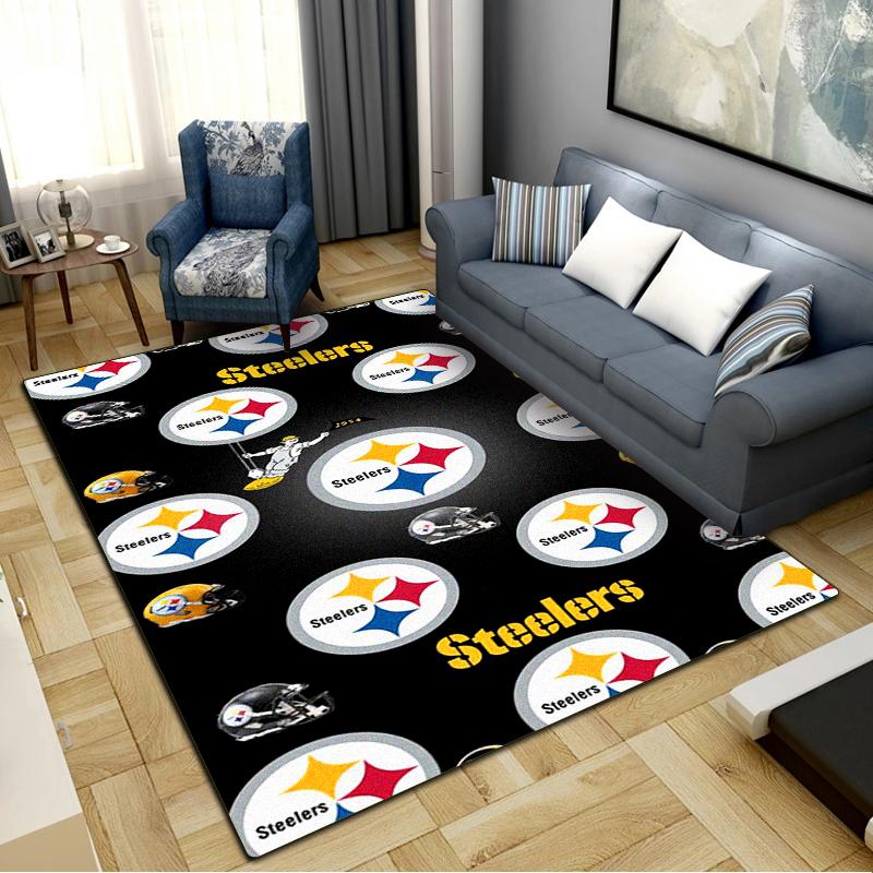 Kobercový koberec Pittsburgh Steelers pro obývací pokoj, ložnici, domov, dekorace pohovky, dětský hrací protiskluzový podlahový koberec