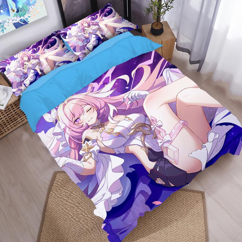 Anime Elysia Bedding Sets Japanese Anime Two-Dimensional Girl Duvet Cover Set Kawaii Sexy Girl Quilt Cover 2/3Pcs