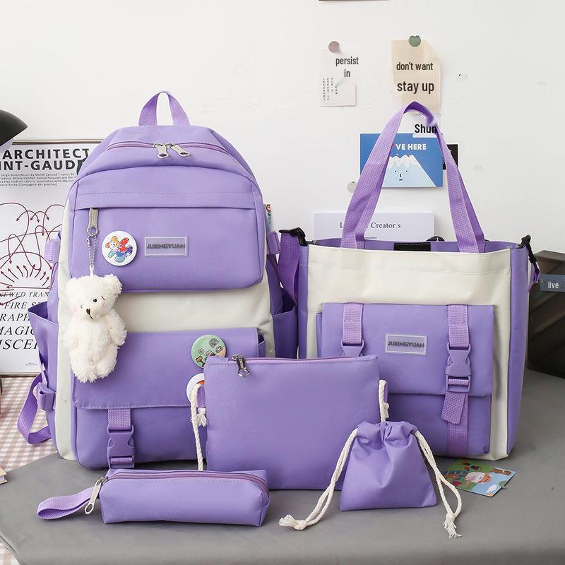 Stylish Korean Style Backpack Set for School: Large Capacity Fashion Shoulder Bag for Girls