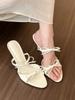 Fashion Hot Selling Women Sandals 2025 Summer New Female Slippers Thin Heel Open Toe Fashion Butterfly-knot High Heel Party Slides Shoe