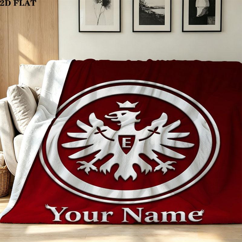 1PC Eintracht Frankfurt Custom Name Patterned Flannel Blanket Suitable For All Seasons for Home Decor Warmth and Comfort Gifts Holiday Present