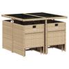 Vidaxl 9-Cz. Garden Furniture Set With Cushions, Beige, Poly Rattan