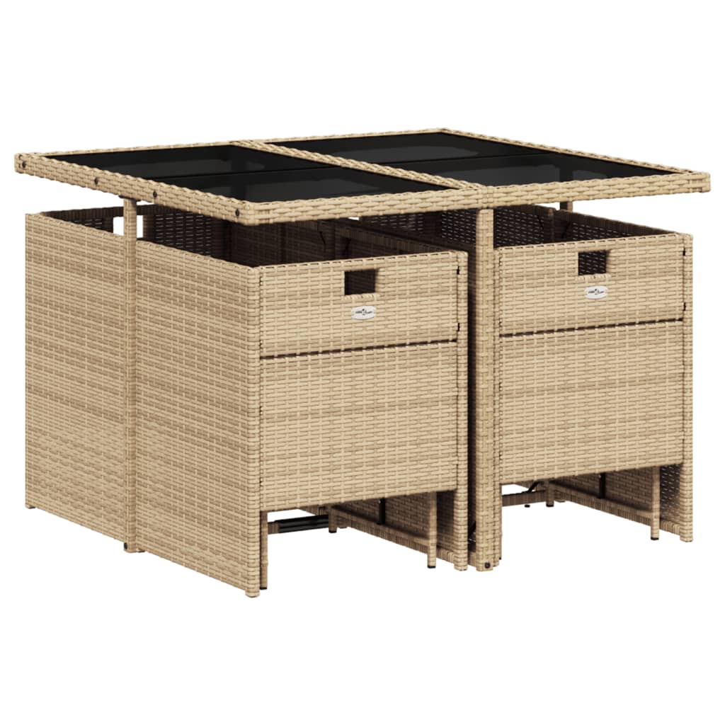 Vidaxl 9-Cz. Garden Furniture Set With Cushions, Beige, Poly Rattan