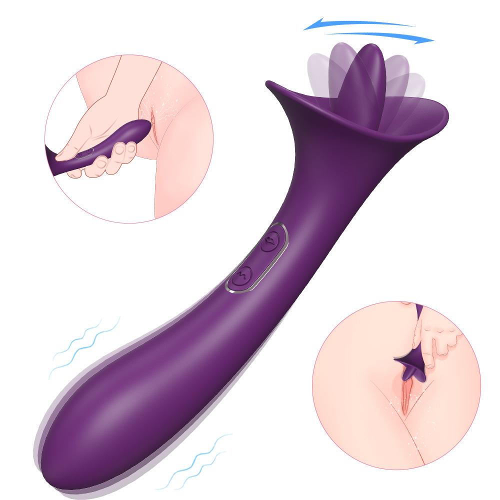 2 In 1 G-spot Vibrator Sex Toy for Women with Tongue Licking Nipples Clit Clitoris Stimulator Powerful Vibration Adults Toy