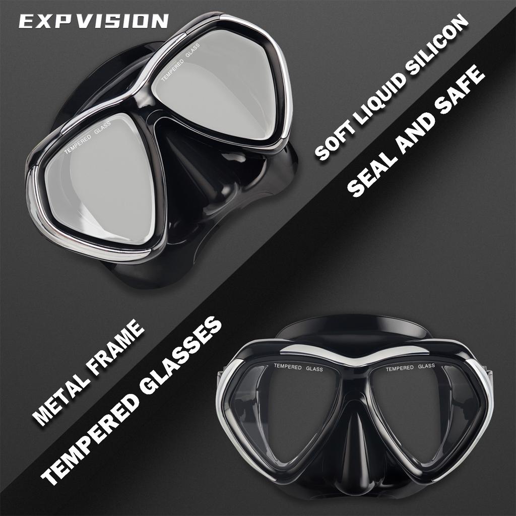 EXP VISION-Dykmask för vuxna, Anti-im Dykmask, Anti-läck Härdat glas, Simglasögon med Nässkydd, Snorkling