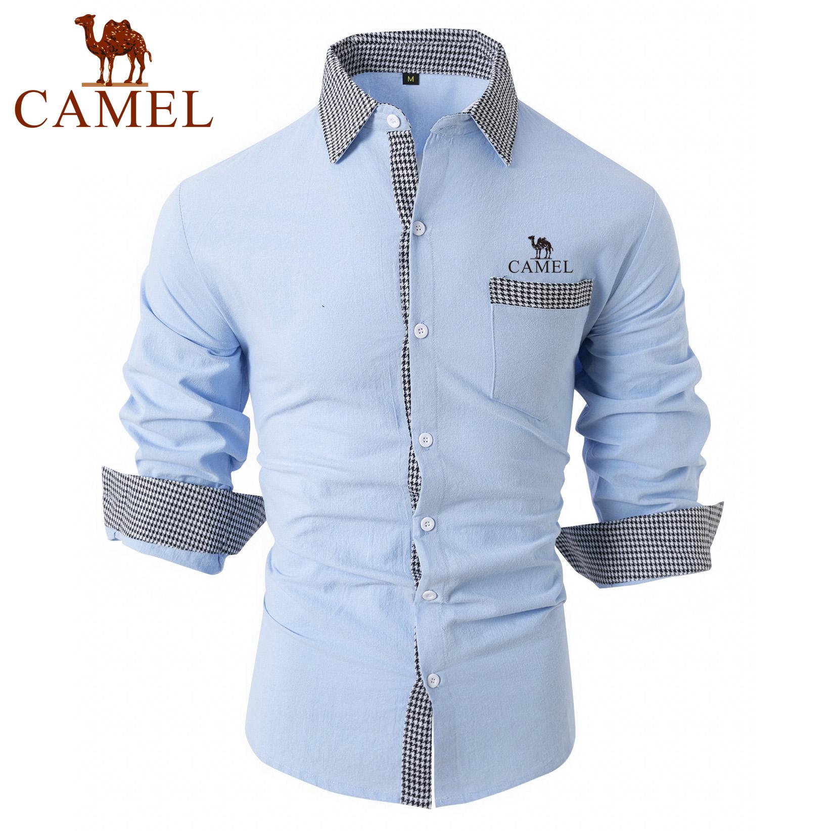 

Camel Новая мужская рубашка из хлопка и льна в клетку в стиле пэчворк, мужская повседневная рубашка с длинными рукавами и вышивкой 2XL