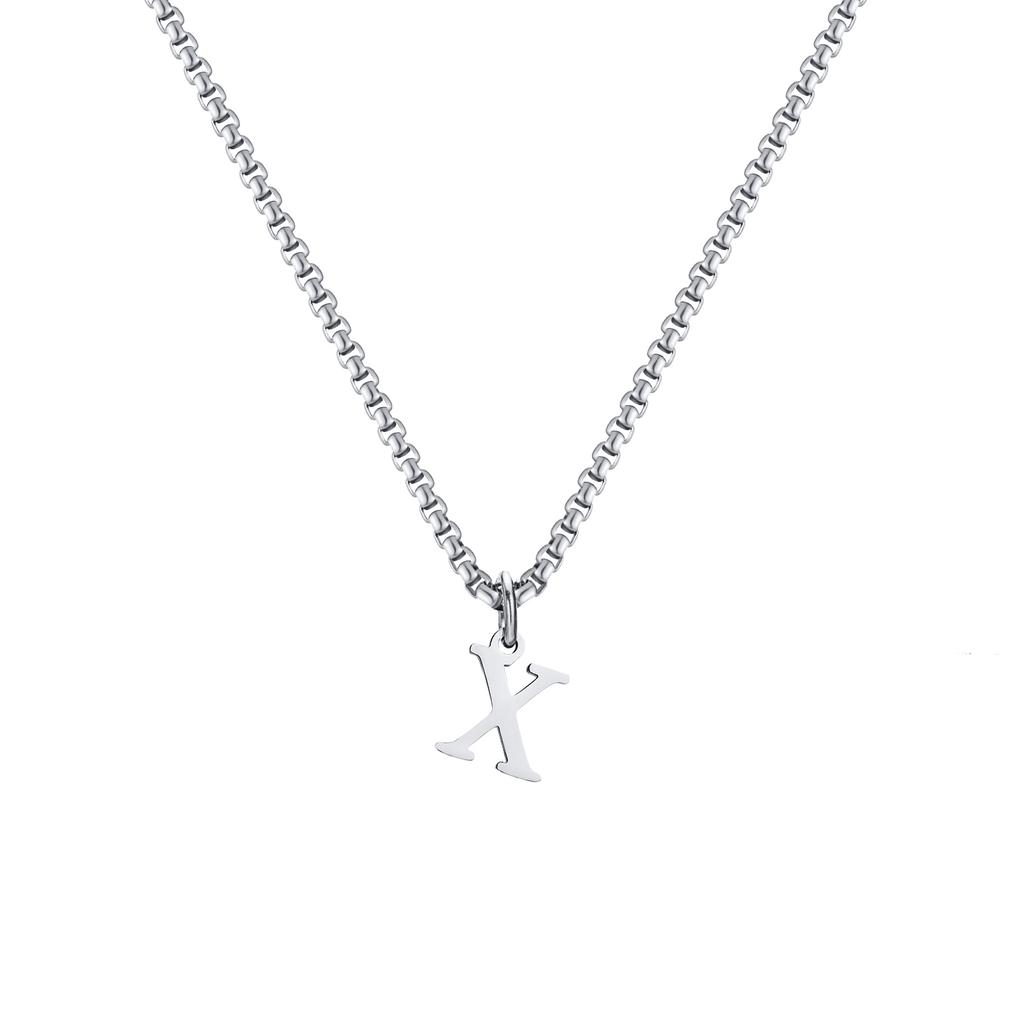Fashion Letters A-Z Pendant Necklace for Men Women, Stainless Steel English Alphabe Chain Necklace,Fashion Punk Jewelry Men Gift