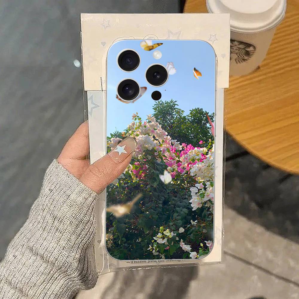 Fresh Little Flowers Phone Case For IPhone 17 16 15 14 Plus 13 12 11 Pro Max Phone Back Cover Transparent Shockproof Cover