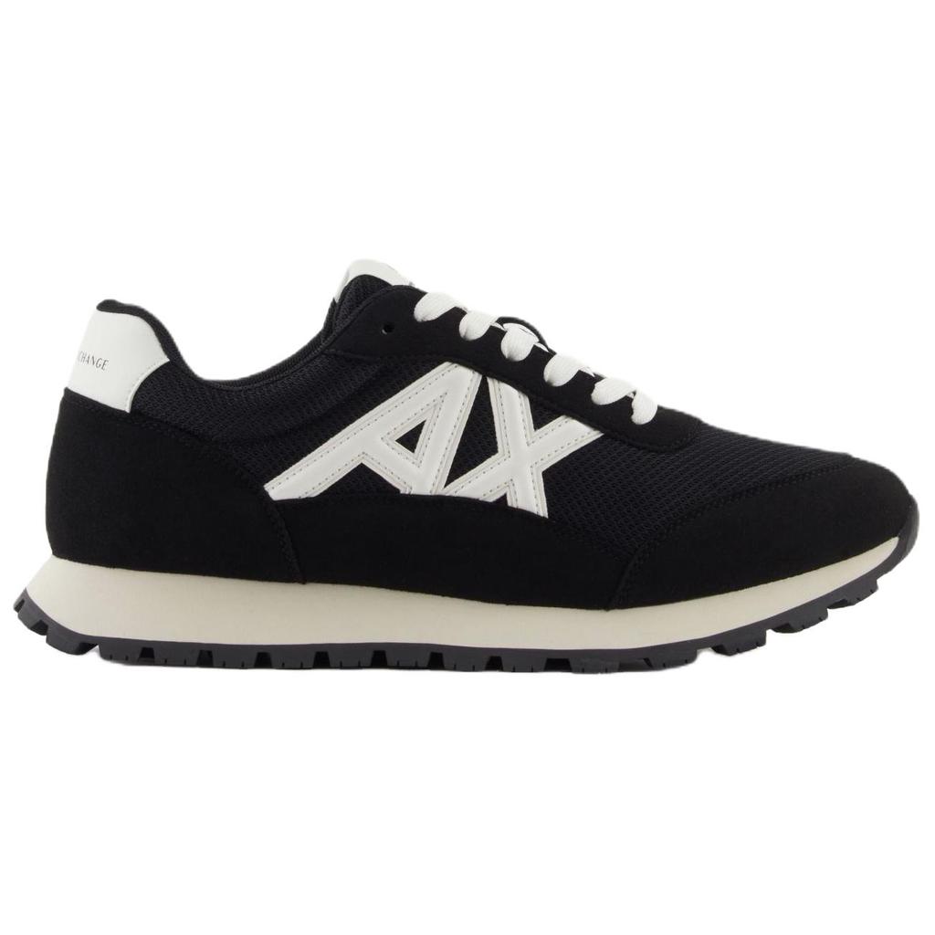 Armani Exchange Lace-Up Flat Round Toe Spliced Lightweight Outdoor Sneakers Low-Top Casual Shoes 3.5cm Men sneakers Black XM001960AF19388MC024