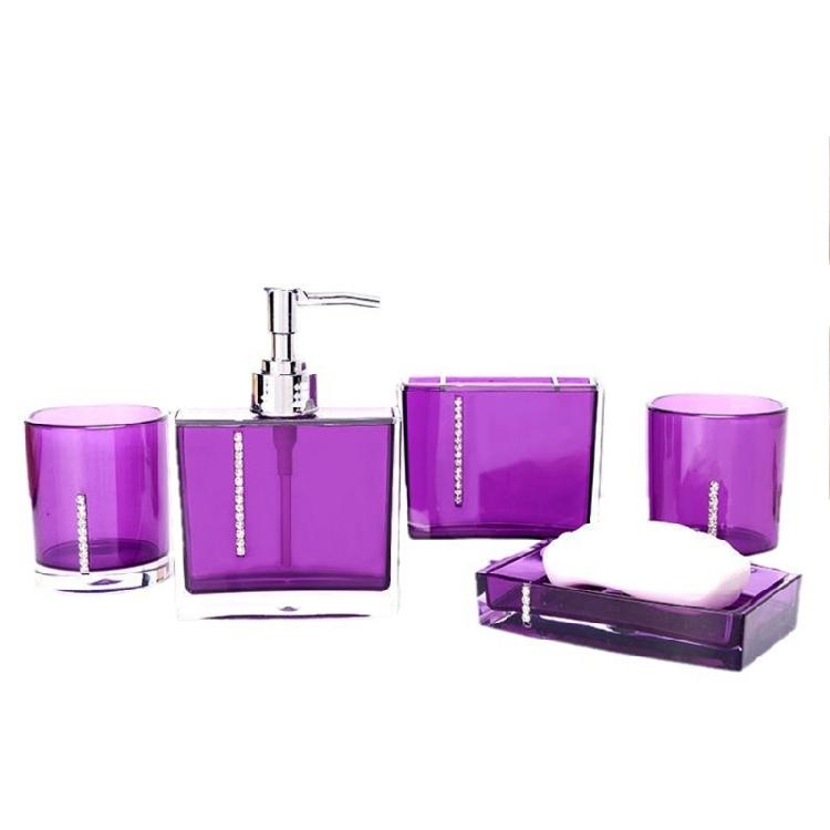 Complete 5 Piece Bathroom Organizers Set Acrylic Toothbrush Holders Soap Dispenser Tumblers Cup Vanitys Countertop Accessories