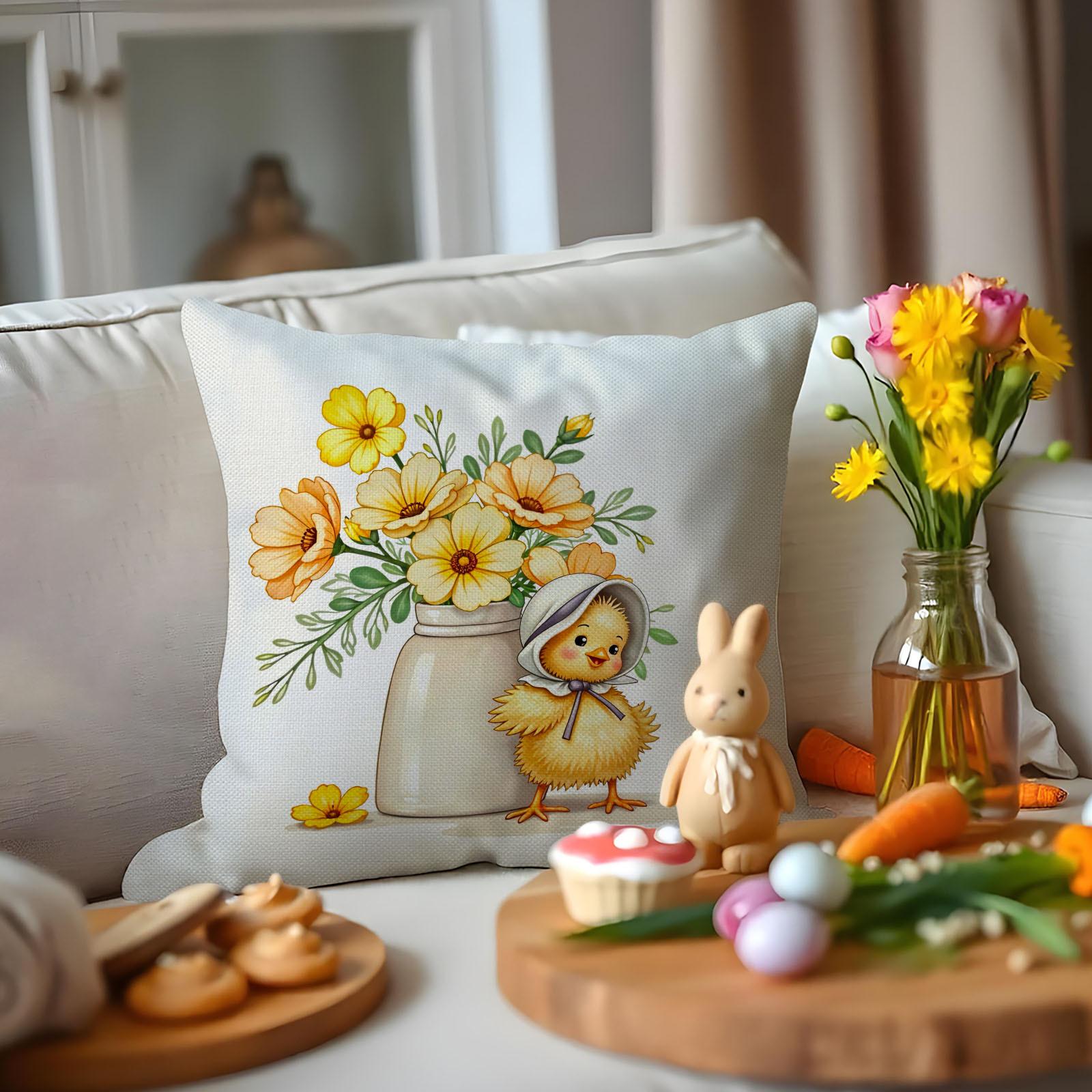 

Nordic Style New Spring Pillow Letter Printed Linen Square Pillow Case Living Room Decorative Rabbit Pillow 45 * 45Cm