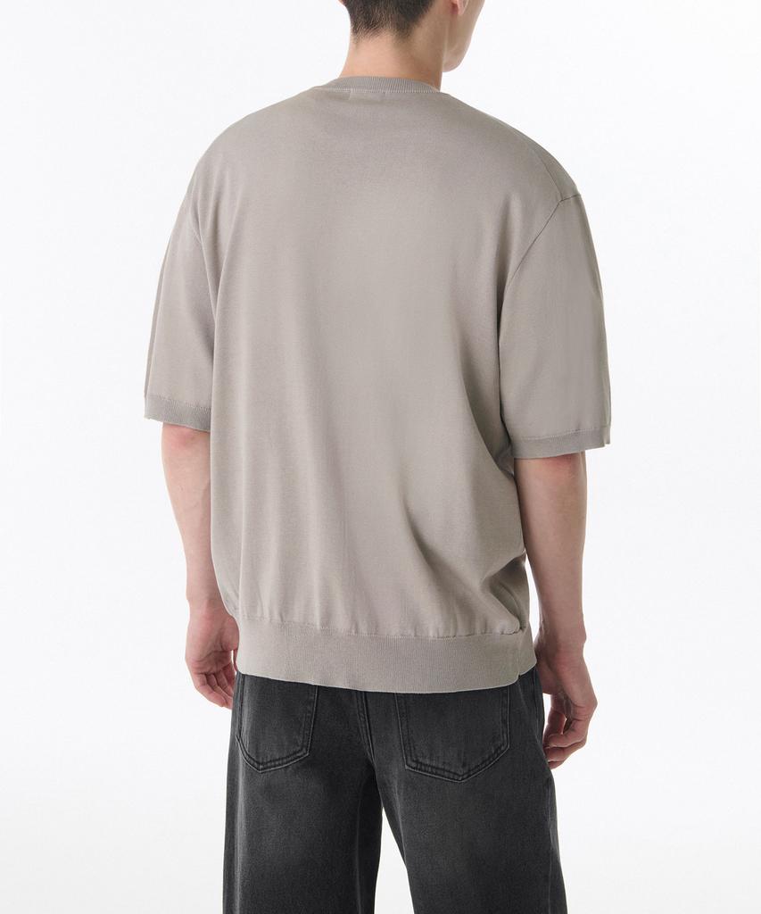Musinsa Standard Cotton Tencel Round Neck Short Sleeve Cardigan [Light Warm Gray]