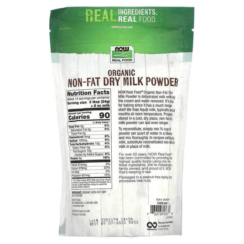 Real Food, Organic Non-Fat Dry Milk Powder, 12 oz (340 g)
