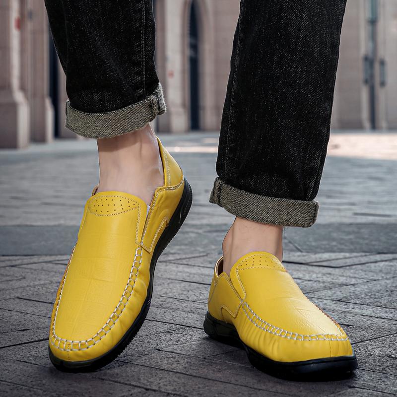 Men's Casual Leather Shoes Business Loafers Moccasin Breathable Slip On Boat Soft Driving Shoes