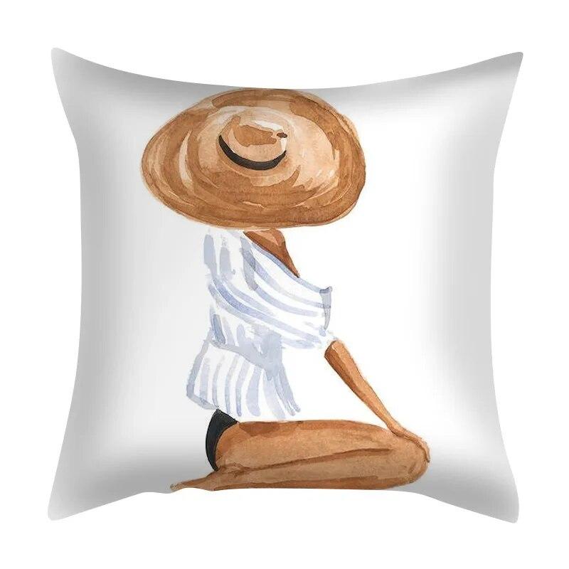 Zuhause Schlafzimmer Wohnzimmer Sofa Auto Stoff Kissenbezug Kissenbezug Grüne Pflanze Meerblick Kissen