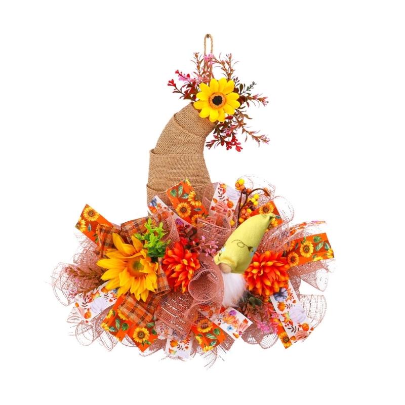 

Polyester Fall With Artificial Sunflowers Home For Harvest Season Celebration 1