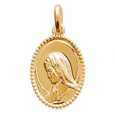 [Q4715] - Gold Plated Pendant 'Virgin Mary' Golden - 15x11 Mm