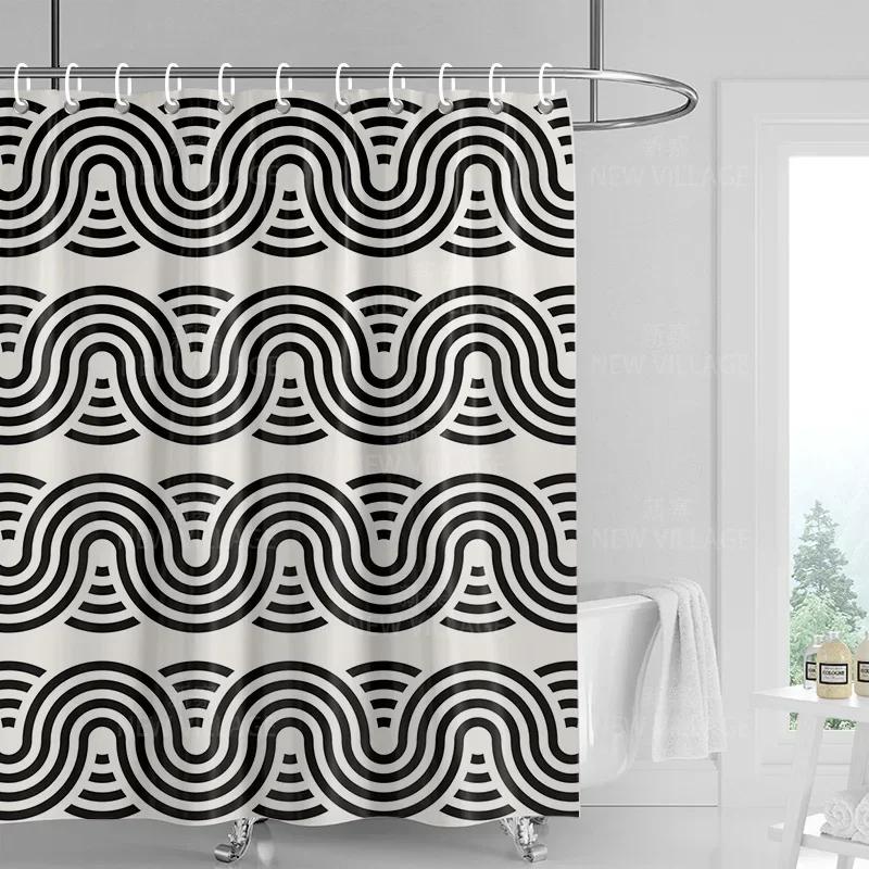 Decorazione casa tende da doccia bagno tessuto tenda impermeabile Soggiorno Moderno Nordico Moderno motivo geometrico semplice