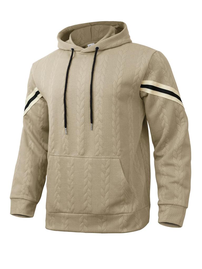 Autumn/Winter Jacquard Heavyweight Men's Warm Hooded Outdoor Sports Hoodie