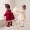 JELLYBABY Girls' Pearl Collar Lantern Sleeve Princess Dress