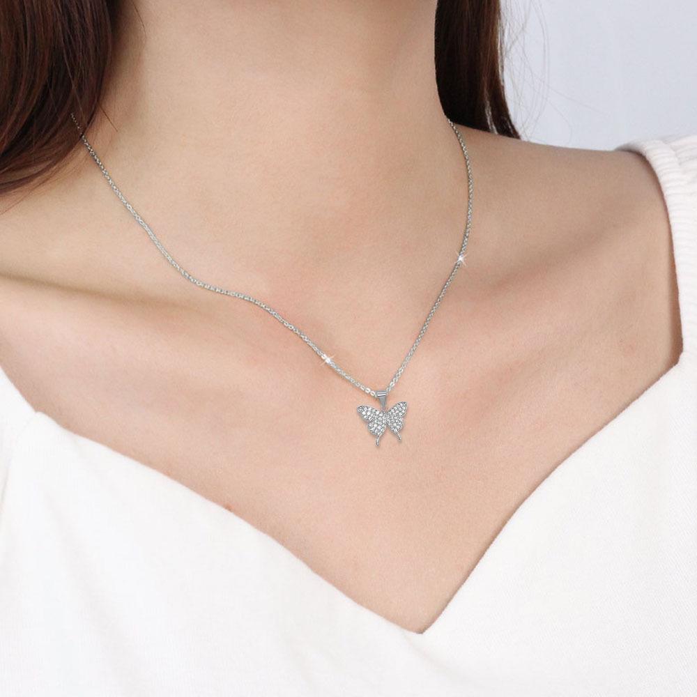 Elegant Ultra-Shiny Titanium Butterfly Necklace - 2024 Women's Luxury Colorfast Collarbone Chain