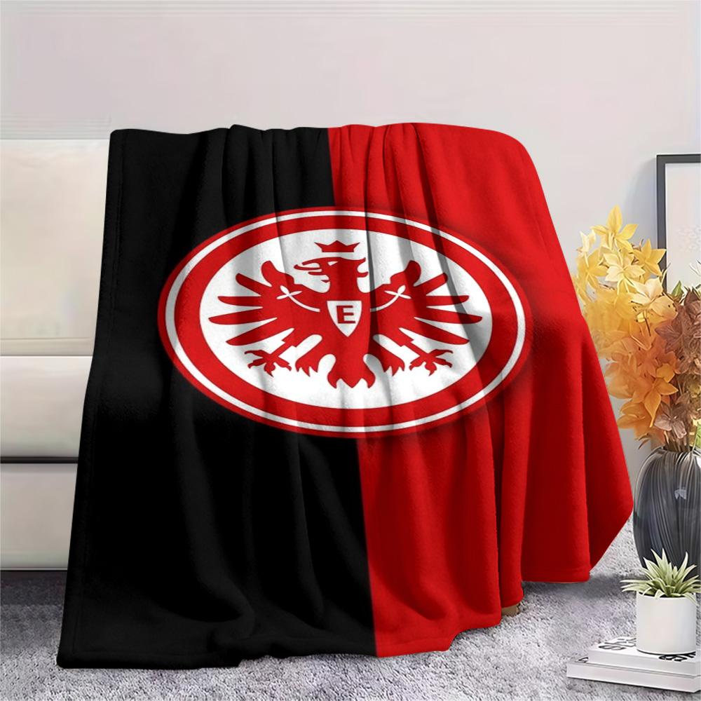 Eintracht Frankfurt Team Logo Flannel Throw Blanket, Soft Warm Sofa Bed Cover, Soccer Fan Home Decor Blanket