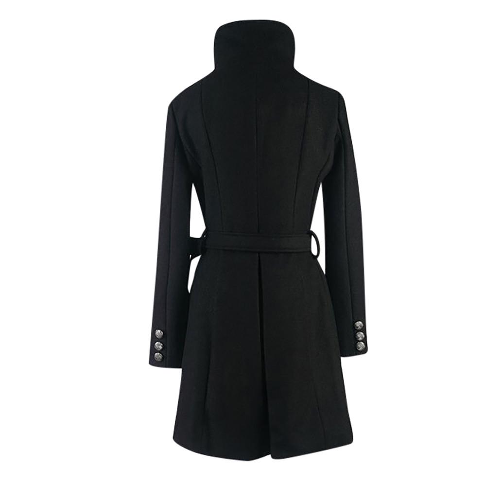 Womens Winter Lapel Wool Coat Trench Jacket Long Sleeve Overcoat Outwear