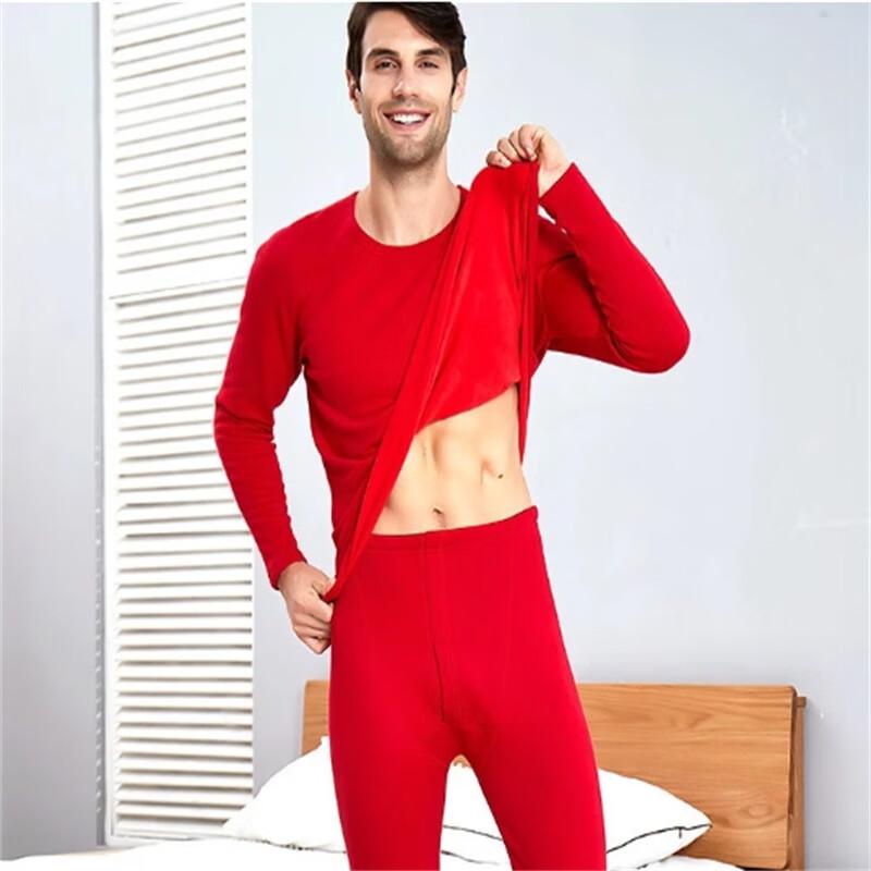 Hengyuanxiang Men's Red Fleece Thermal Underwear Set TC-6009