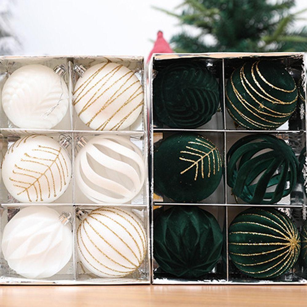 6pcs 8cm Christmas Pendant Ball Cartoon Christmas Tree Hanging Decoration Home Xmas Decor