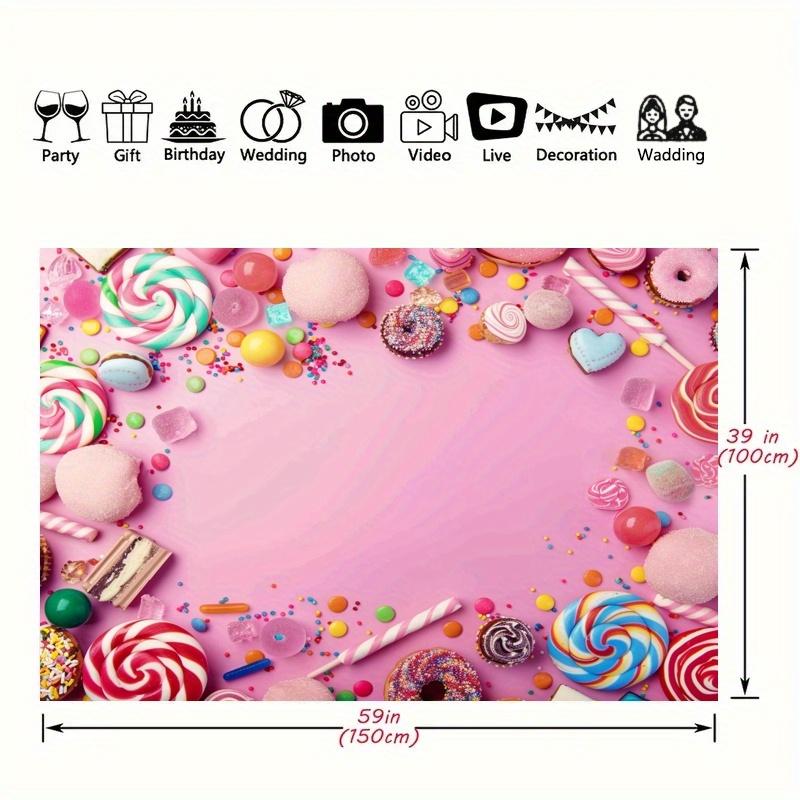 A sweet background banner - candy and donut themed party decoration, suitable for birthdays and tailgate parties