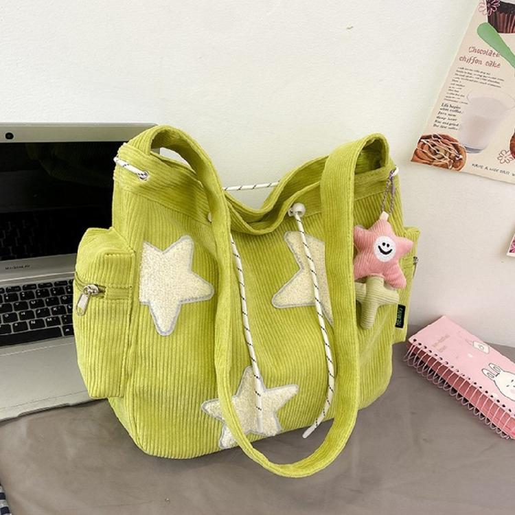 Convenient Corduroy Star Crossbody Bag with Pendant Perfect for Daily Outings