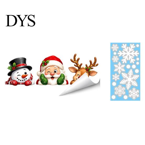 Waterproof Glass Decals Christmas Window Stickers, Static Cling Santa Claus Snowman Reindeer Decals, Easy Apply Stickers Holiday Clings for