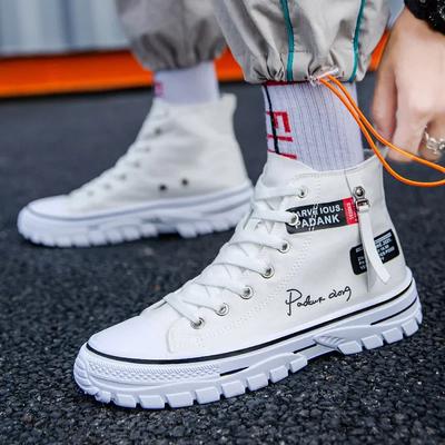 New High Top Breathable Canvas Shoes Korean Version Fashionable Men's Casual Shoes Student Board Shoes