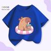 Unisex Kids’ Cute Capybara Milk Tea Cartoon T-Shirt - Loose Summer Casual Short Sleeve Top