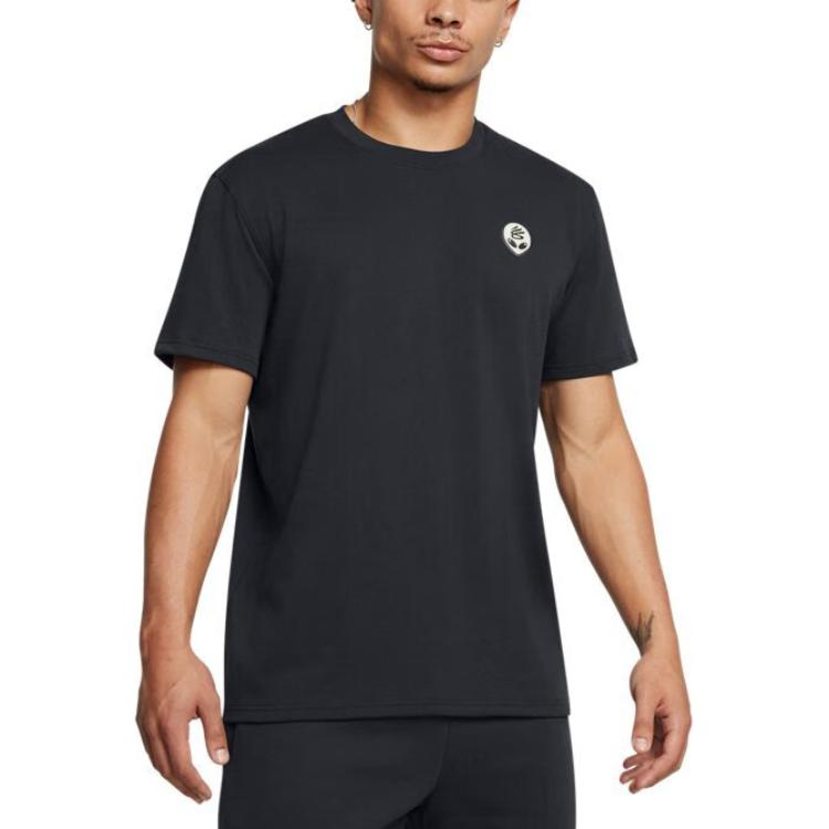 Under Armour Camiseta de Manga Curta Gola Redonda de Basquete Série Curry Masculina Tops Preto 1387663-001