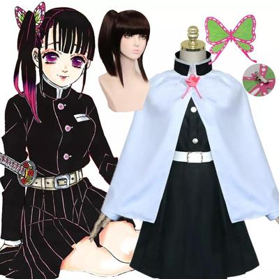 Tsuyuri Kanao Cosplay Costume Anime Demon Slayer Kimetsu No Yaiba Cosplay for Adults and Kids Black Wig With Ponytail Battle Suit Uniform