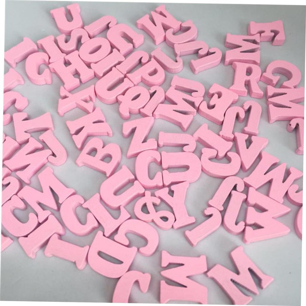 100pcs Wooden Letters Craft Wood Letters Wood Decor Wood Craft Shapes Letter Embellishments Wooden Letter Shapes Wedding Decoration Pink Crafts