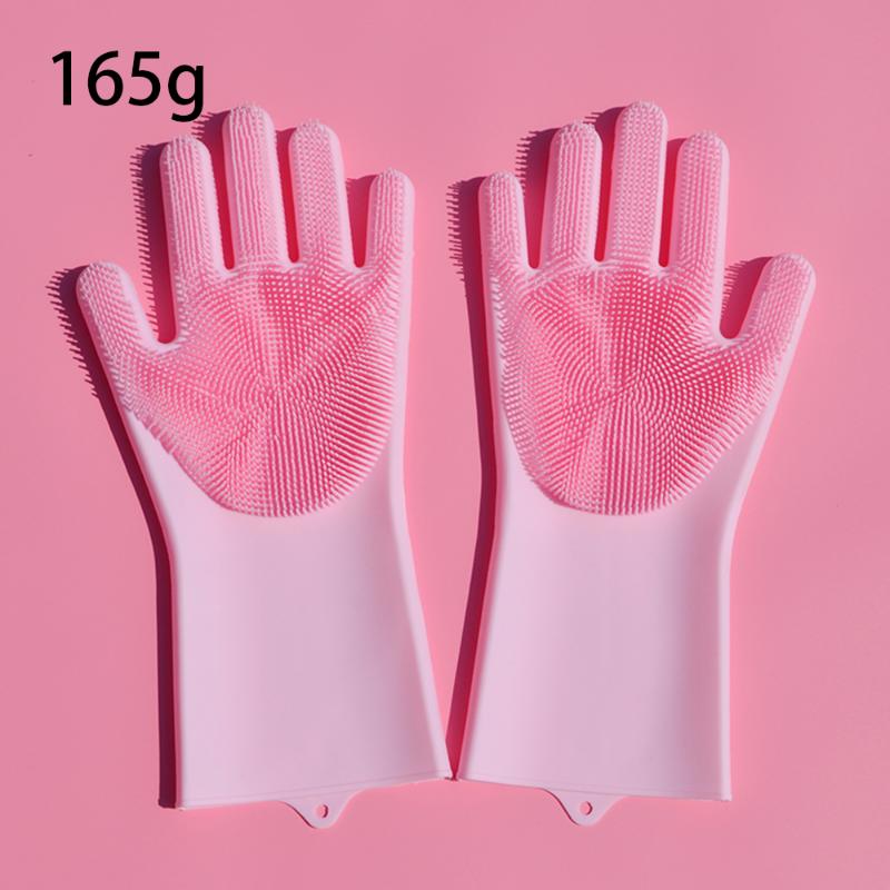 

1 пара перчаток для мытья посуды, волшебные силиконовые резиновые перчатки для мытья посуды для домашнего скруббера, кухонный чистый инструмент, скраб 1 Pair розовый