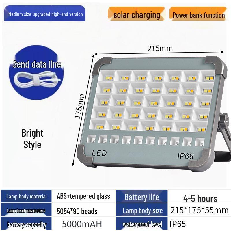 Rongshen Solar Floodlight & Camping Handheld Lamp for Outdoor Emergency