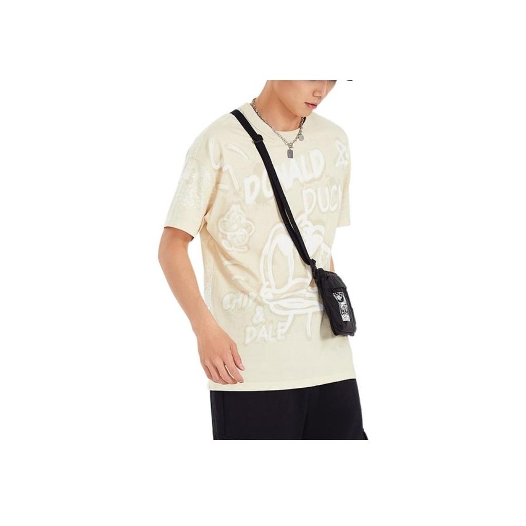 Li-Ning Mickey Series Casual Sports Allover Print Round Neck T-Shirt Unisex Tops Khaki AHSS273-1