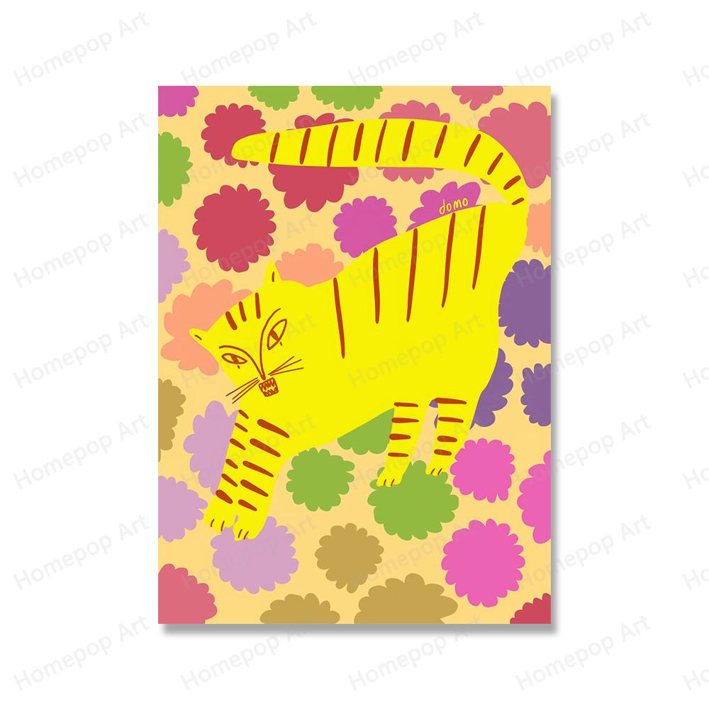 Colorful Abstract Tiger Flower Wall Art Canvas Painting Nordic Girl Eyes Botanical Posters and Prints Pictures Living Room Decor