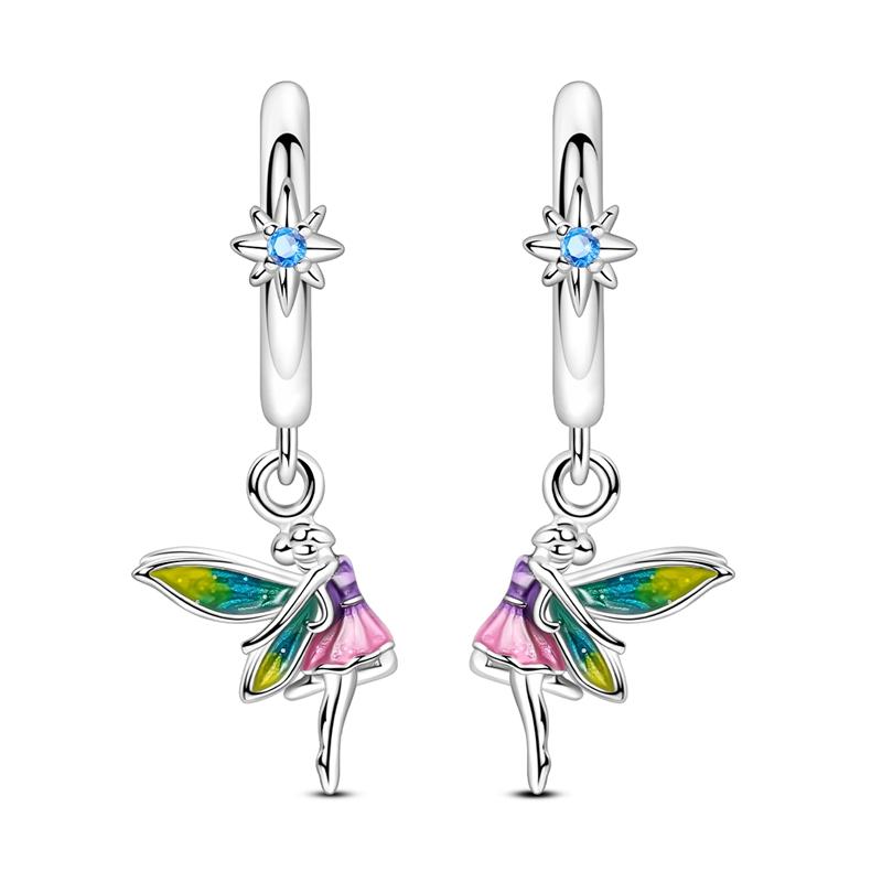 New 925 Silver Earrings Butterfly Sunflower Luminous Firefly Iris Hoop Earring For Women Making Jewelry Gift