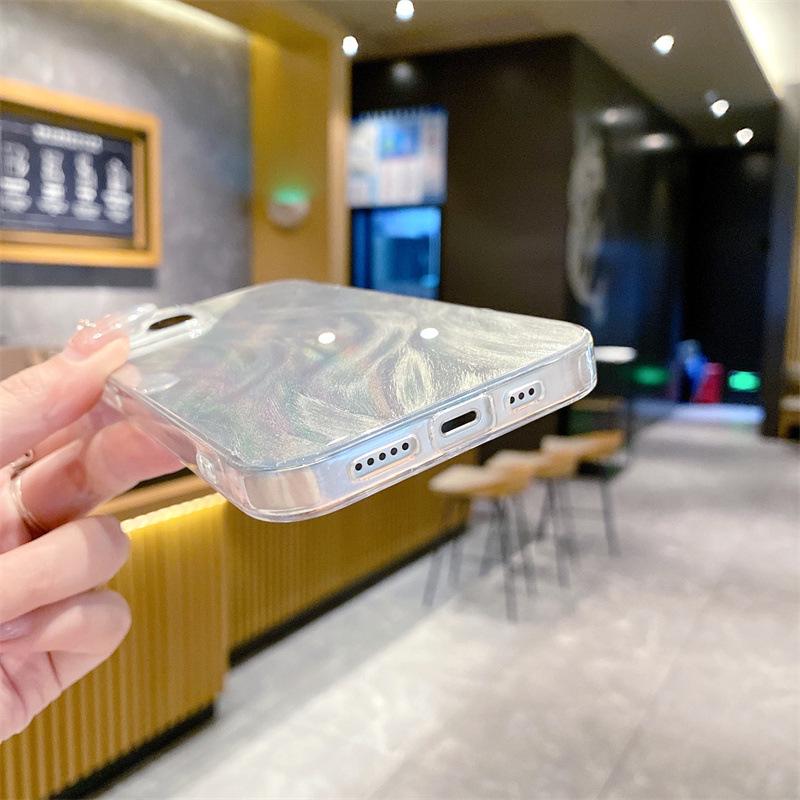 Stylish Silver Feather Pattern Apple 15 Pro Max Phone Case for All iPhone Models, Shockproof and Fashionable.