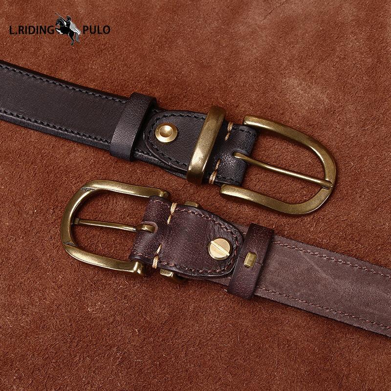 Módní Osobnost Pravá Kůže Pás Retro Kolíčková Spona Ležérní Univerzální Kalhotový Pás