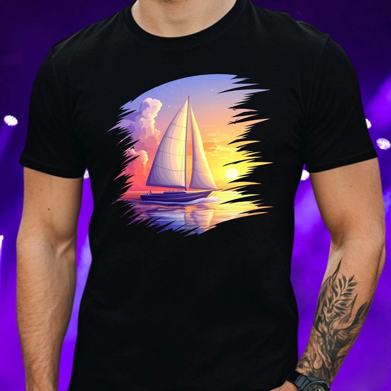 T-Shirt Herren Segelboot Motiv Baumwolle Größe S bis 5XL S