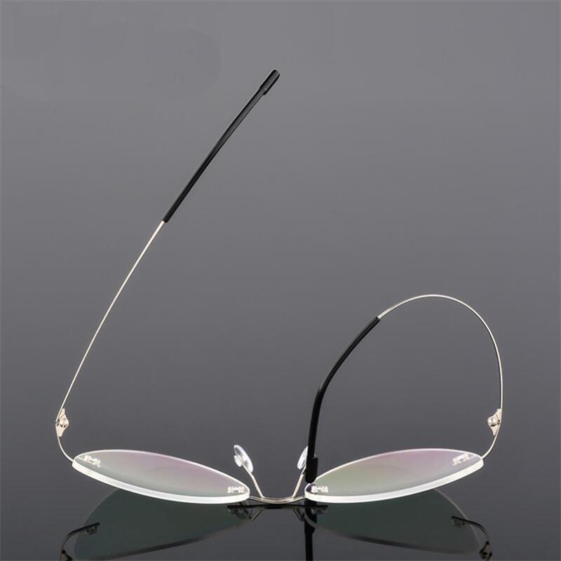 1.61 index Lens Frameless Cat Eye Myopia Eyeglasses Ultralight Rimless Blue Light Blocking Prescription Glasses -0.5 -0.75 to -6
