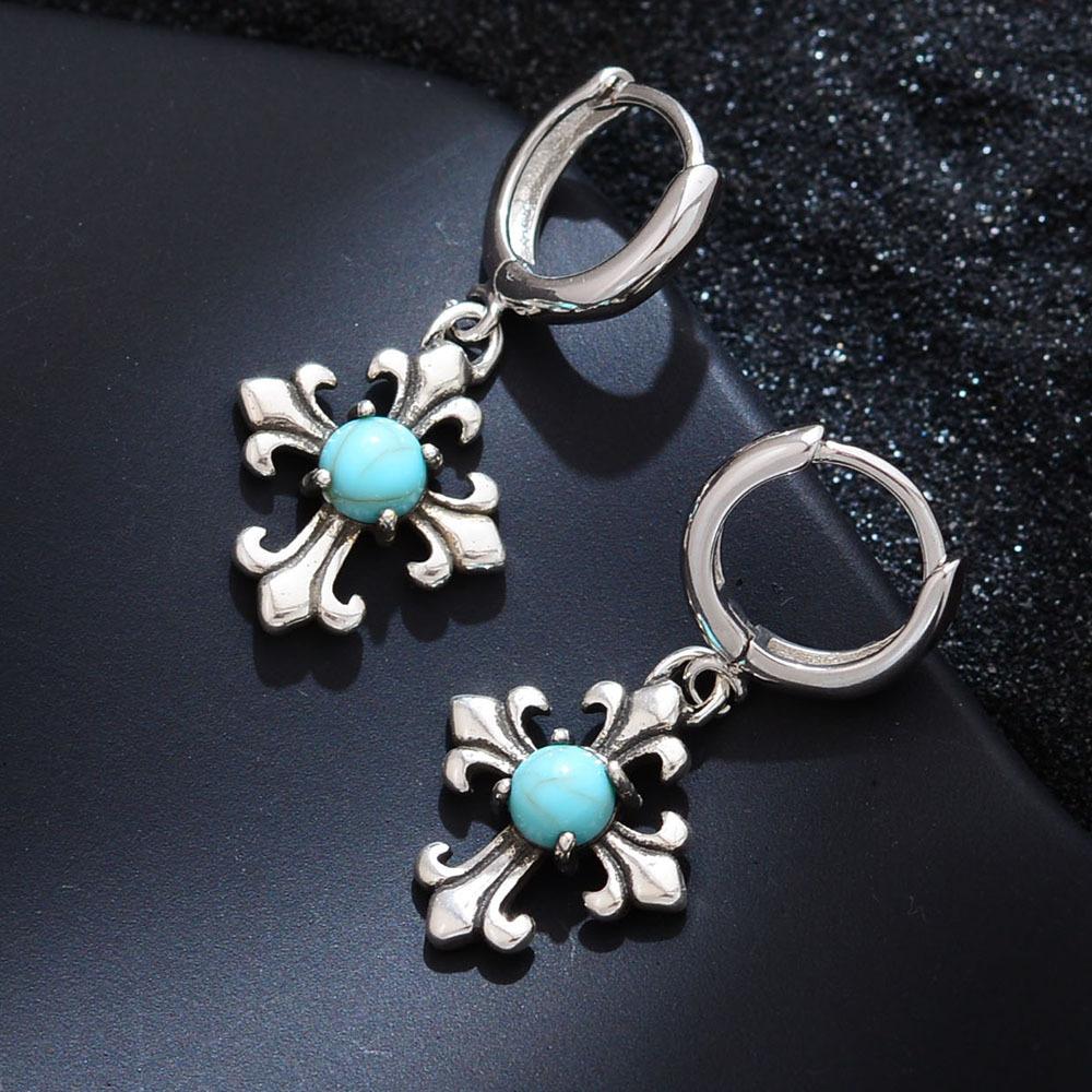 Punk Style Personalized Crown Cross Earrings Women'S Versatile Niche Design Sense Simple Light Luxury Earrings