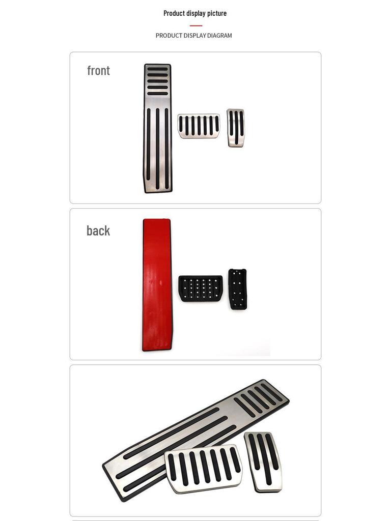 Non-Slip Decorative Pedals for Older Tesla Models - Accelerator, Brake, and Rest Area