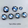 7Pcs car wheel center caps Blue-white Hood Emblem Rear Trunk logo For BMW mini E36 E46 F20 E90 E30 E91 F10 F30 X5 X3 accessories